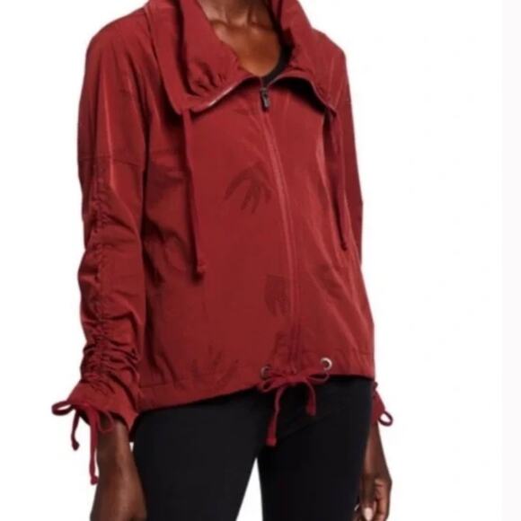 Nanette Lepore Play Ruched Swan Preforated Jacket sz L cinnamon - Picture 2 of 9